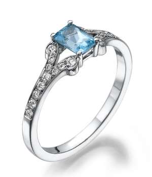 Aquamarine Diamonds Ring
