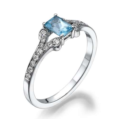 Aquamarine Diamonds Ring