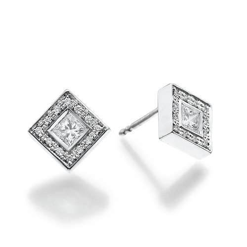 Princess Halo Diamonds Earrings