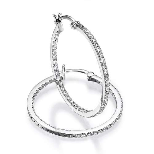 Hoop Earrings Set Diamonds