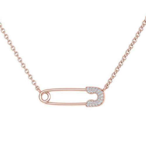 Safety Pin Pendant Set Diamonds