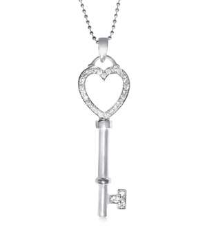 Heart Key Pendant Set Diamonds