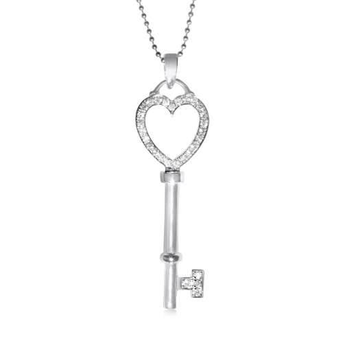 Heart Key Pendant Set Diamonds