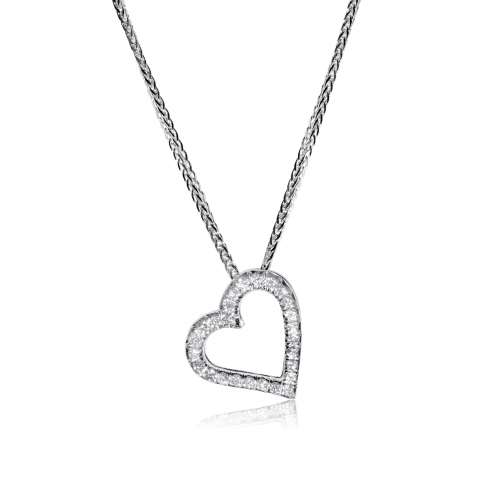 Heart Pendant Set Diamonds