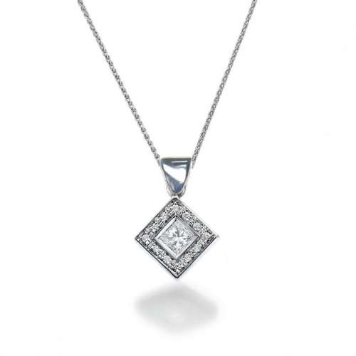 Princess Halo Diamonds Pendant